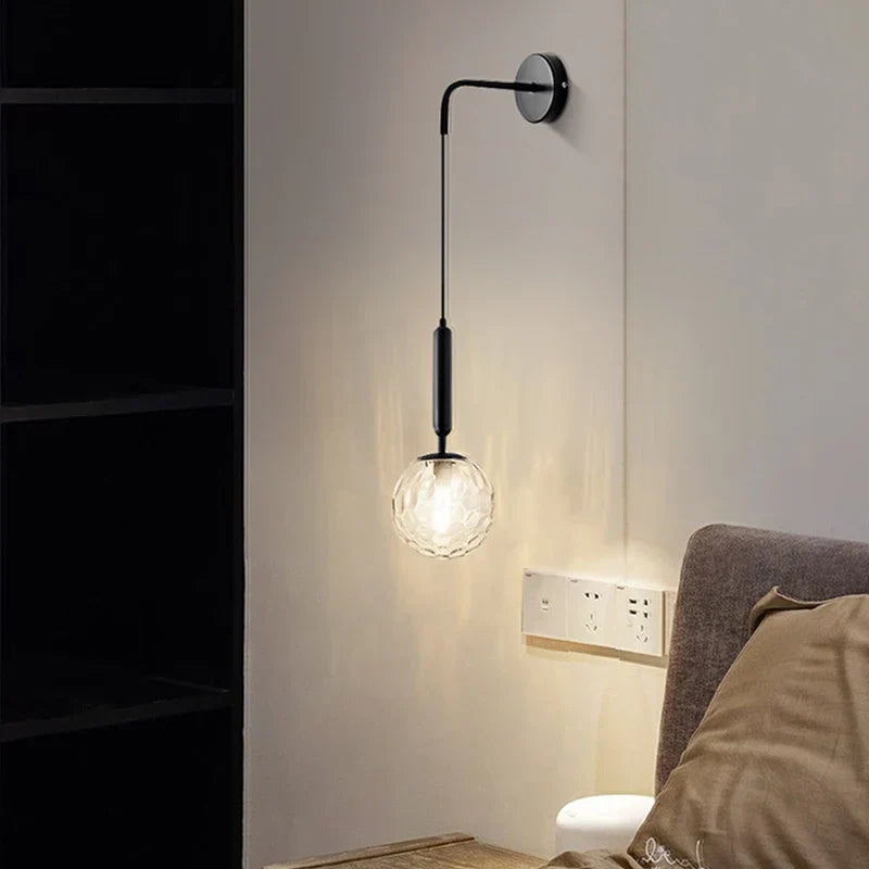 DecorBites™ Glass Ball Wall Lamp Brass/Black Sconce for Living Room Bedroom Reading