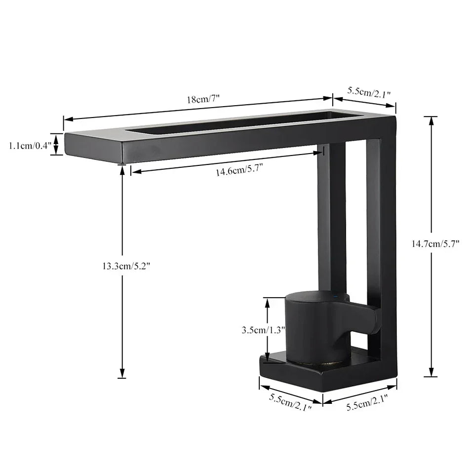 DecorBites™ Black Basin Faucet: Brass Bathroom Mixer for Vessel Sink, Cold Hot Water