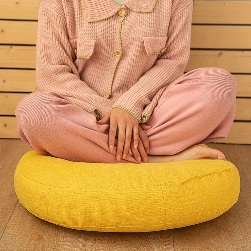 DecorBites™ Linen Round Floor Cushion for Meditation Yoga Sofa Chair Bed