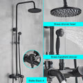 DecorBites™ Black Bathroom Shower Faucet Mixer with 8" Rainfall Shower, Wall Mount Tub Spout