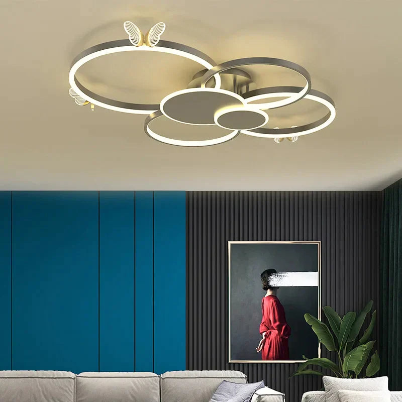 DecorBites™ Butterfly Light: Modern Round Ceiling Lamp for Light Luxury Living Room, 2024 New Model