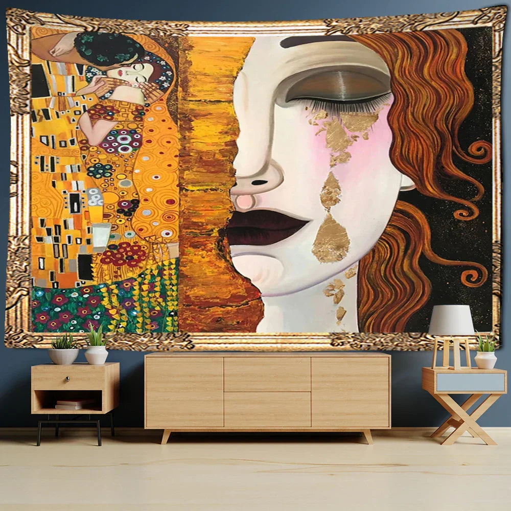 DecorBites™ Bohemian Thai Style Half Face Woman Tapestry Wall Hanging for Living Room Decor