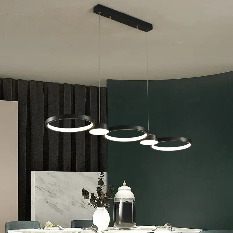 DecorBites™ Black Ring LED Chandelier for Living Room Bedroom Dining Hall Lighting