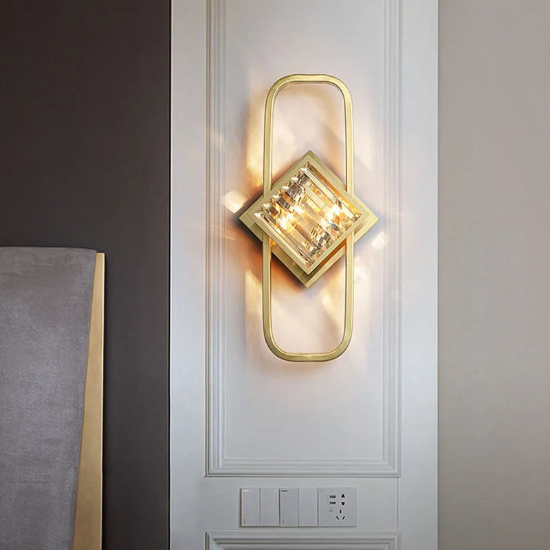 DecorBites™ Crystal Gold Wall Lamp | Modern Minimalist LED Indoor Lighting for Living Room & Bedroom