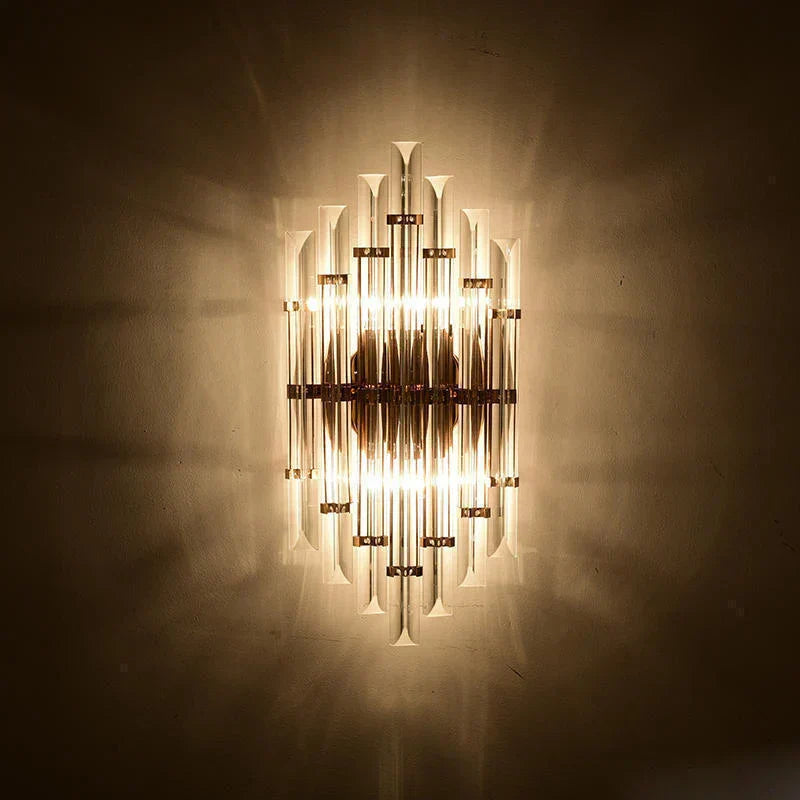 DecorBites™ Art Deco LED Stainless Steel Crystal Wall Sconce, Bedroom Corridor Golden Black Wall Light