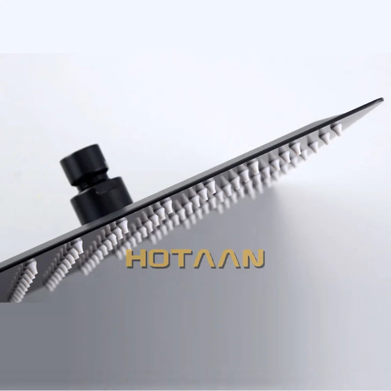 DecorBites™ Black Rain Shower Head with Arm, 40cm Arm - Chuveiro Ducha Bath Accessorie