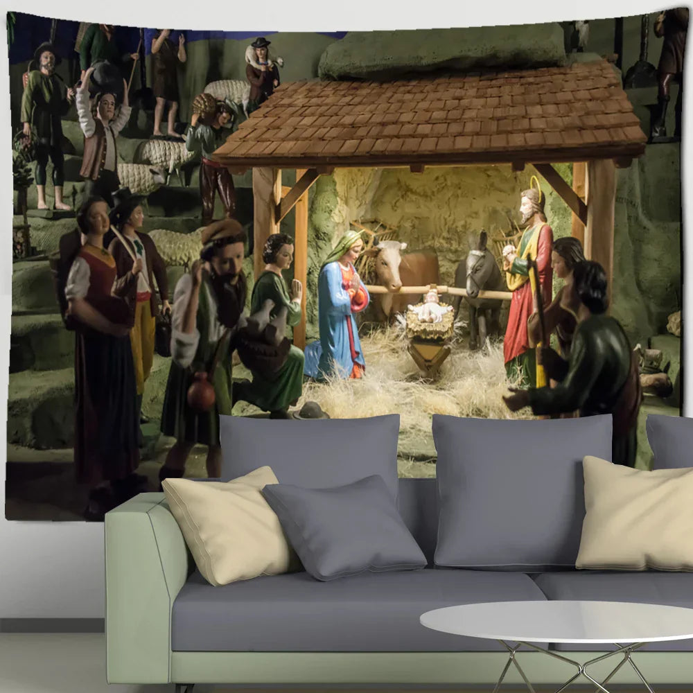 DecorBites™ Camel Printed Polyester Tapestry Wall Hanging - Christmas Pattern Home Decor