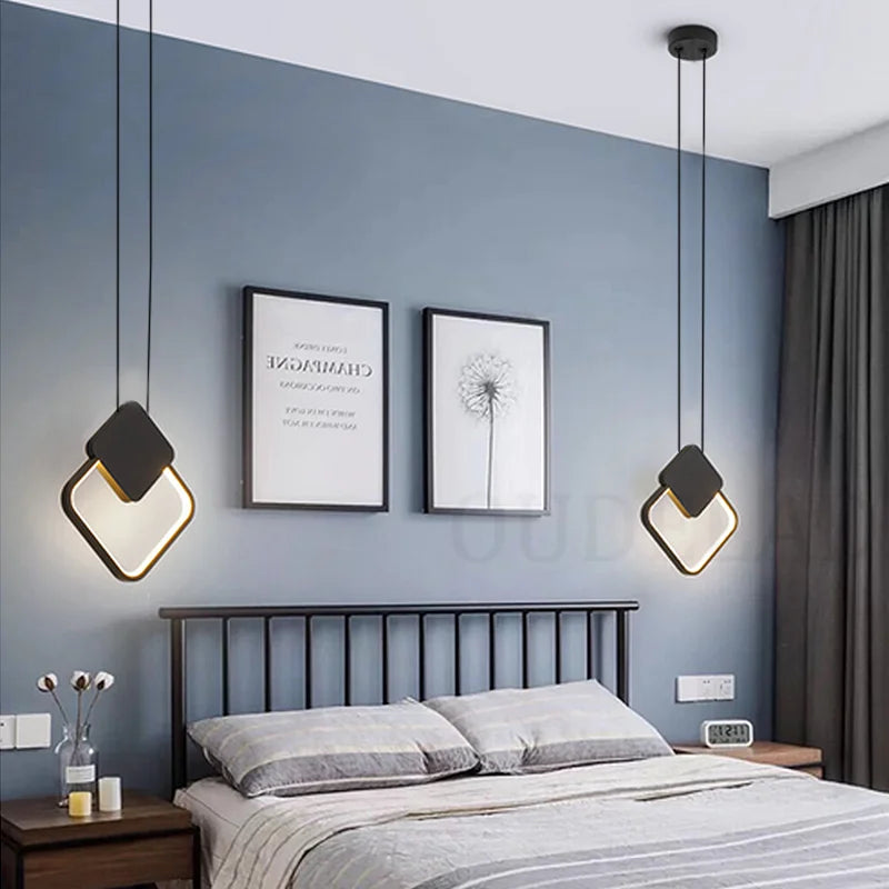 DecorBites™ Black Ring Pendant Lamp: Minimalist Nordic Design, Dimmable LED, Long Wire