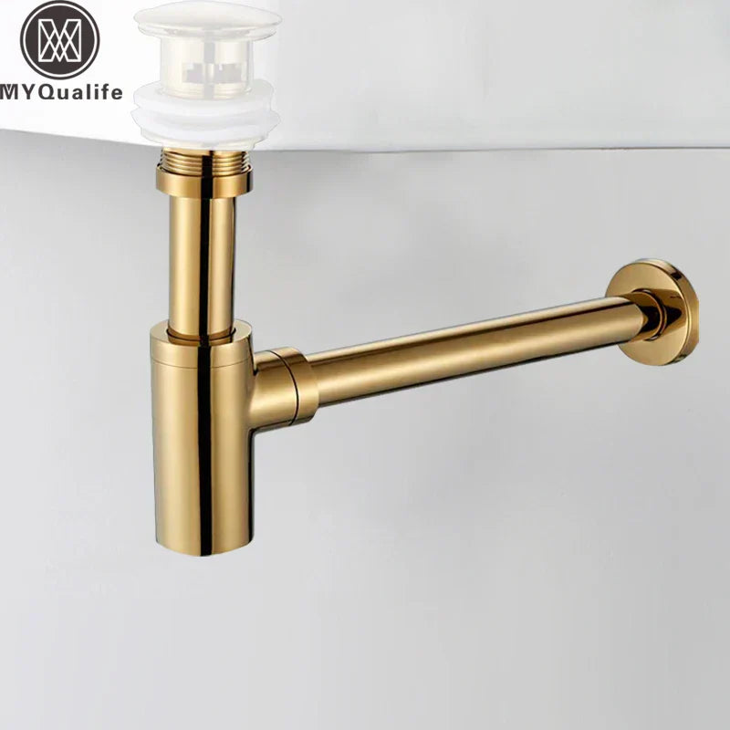 DecorBites™ Brass Basin Tap Siphon Kit, Pop Drain Deodorization, Chrome/Black/Bronze