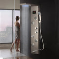 DecorBites™ Brushed Nickel Shower Panel with LED Display, Rainfall Head, Jets