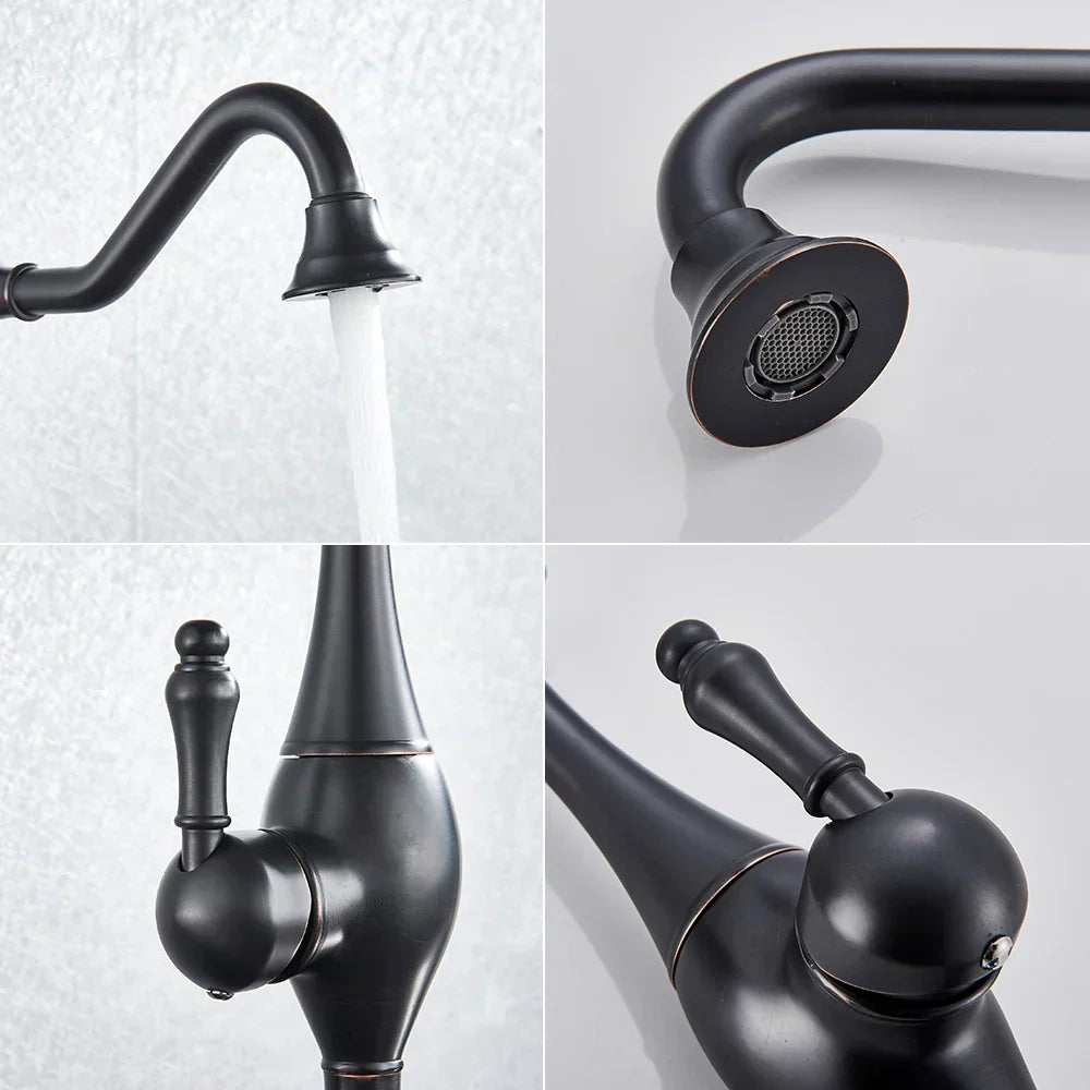 DecorBites™ Golden Basin Faucet Single Handle Brass Mixer Tap for Bathroom and Kitchen