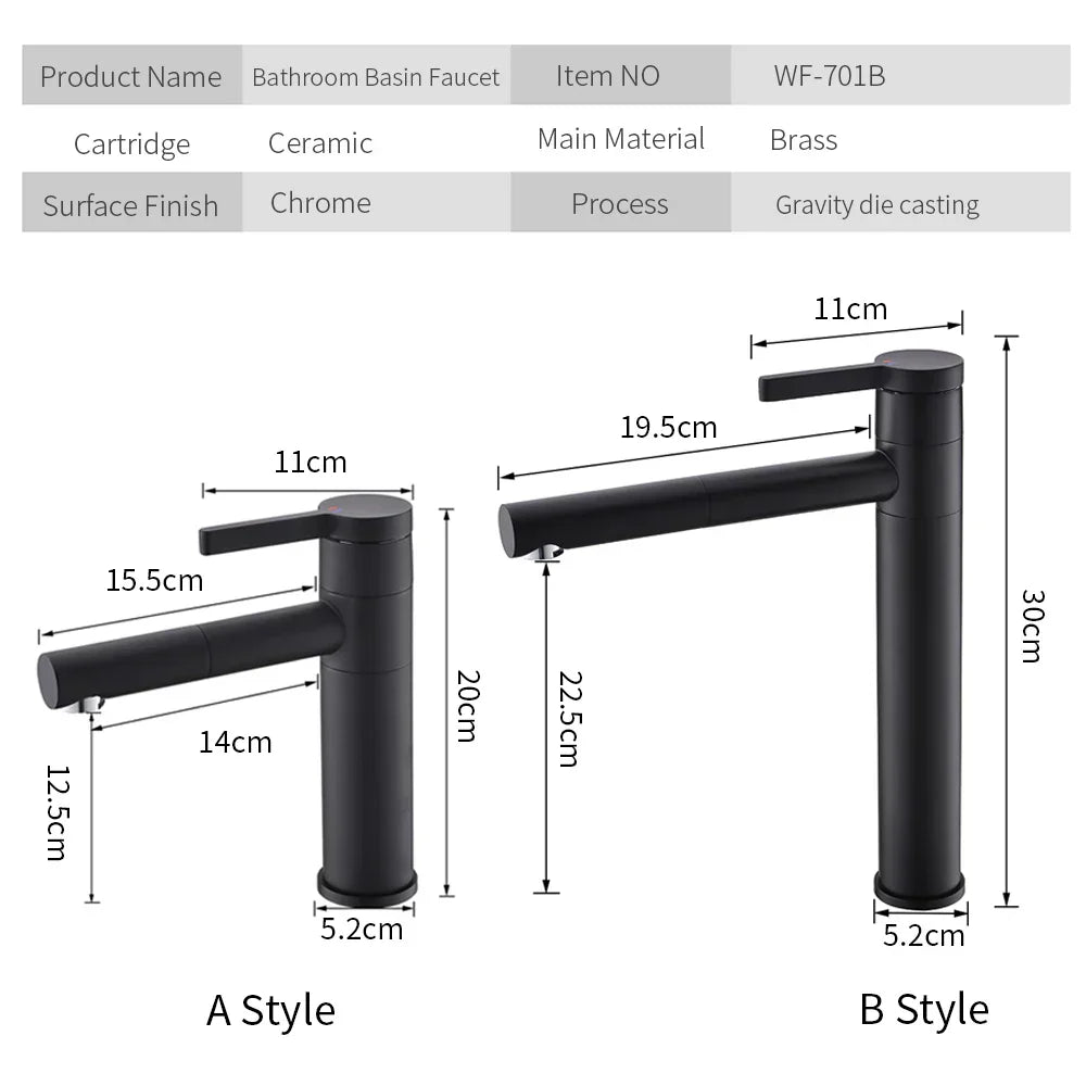 DecorBites™ Brass Bathroom Faucet Vessel Sink Mixer Swivel Spout Deck Mounted White Tap