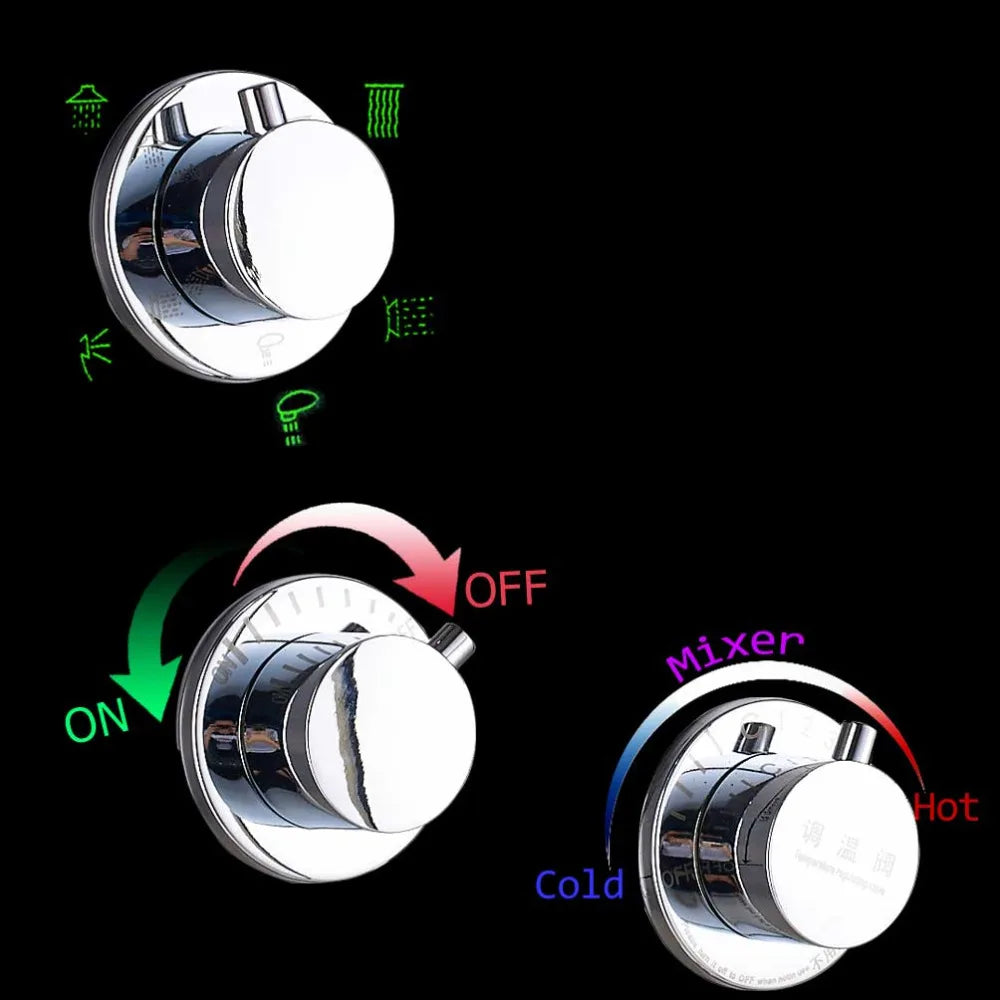 DecorBites™ LED Rain Shower System with Swivel Massage Jet and Bidet Sprayer