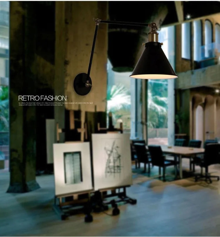 DecorBites™ Black Umbrella Lampshade Adjustable Wall Lights for Cafe, Study & Living Room