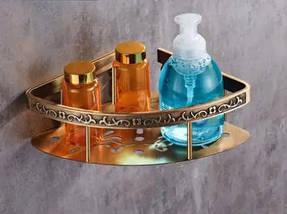 DecorBites™ Antique Bathroom Shelf Towel Rack Set with Bath Hardware & Toilet Brush Holder