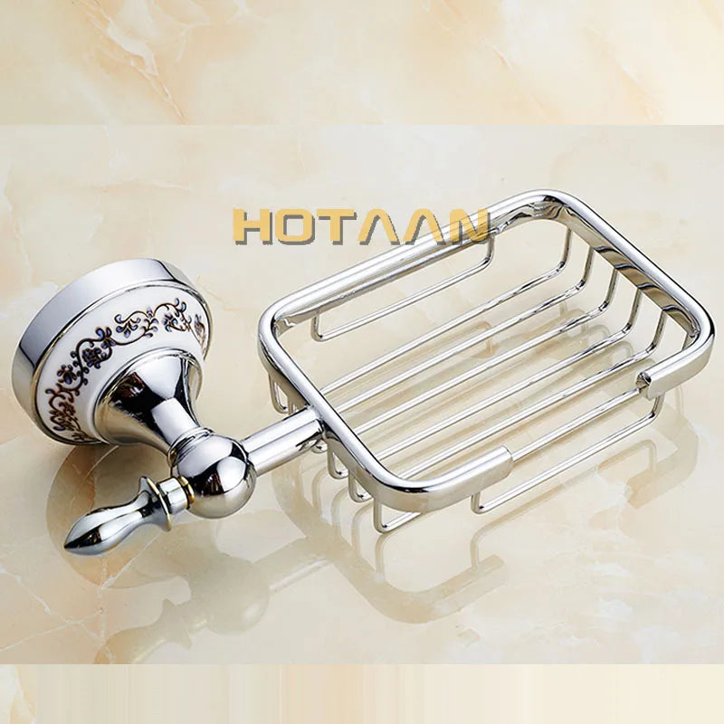 DecorBites™ Brass Gold Soap Dish with Ceramic Holder - Wall Mounted Bathroom Accessory