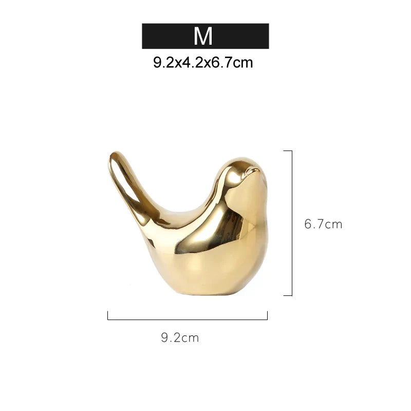 DecorBites™ Gold Ceramic Bird Figurines Home Decor - Fashionable Wedding Ornaments