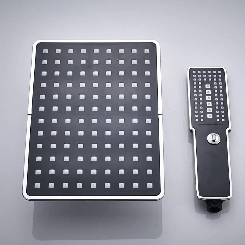 DecorBites™ Black Rainfall Shower Head with Handshower - Over-head Shower Sprayer