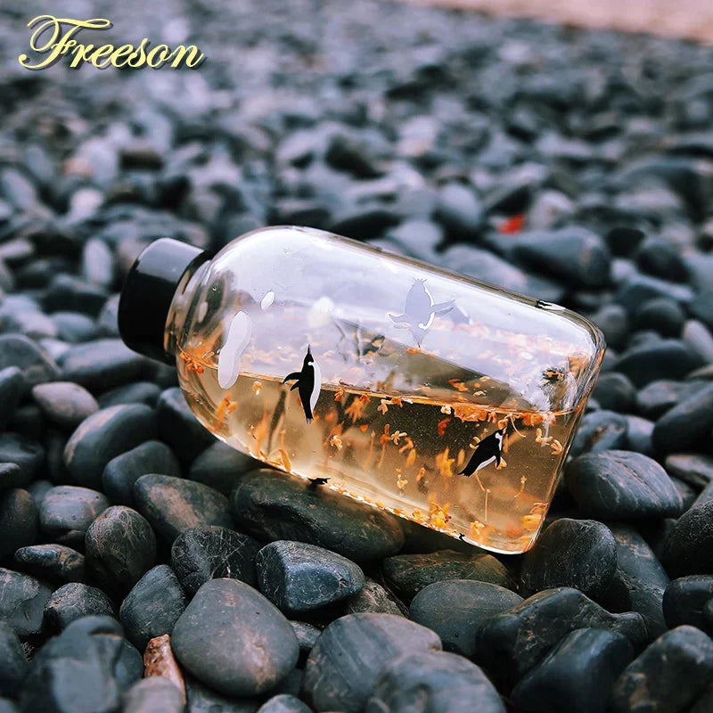 DecorBites™ Animal Glass Water Bottle with Sleeve | Cute Kawaii Design for Outdoor Activities