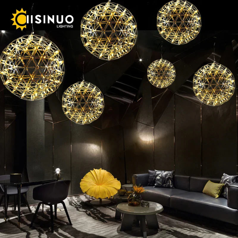 DecorBites™ LED Spark Ball Chandelier Fireworks Pendant Light - Modern Luxury Stainless Steel