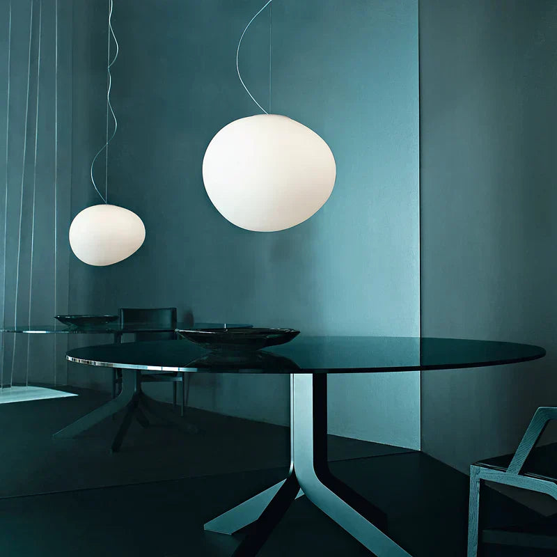 DecorBites™ Gregg Pendant Lamp: White Bubble Glass Italian Design for Home, Kitchen, Restaurant