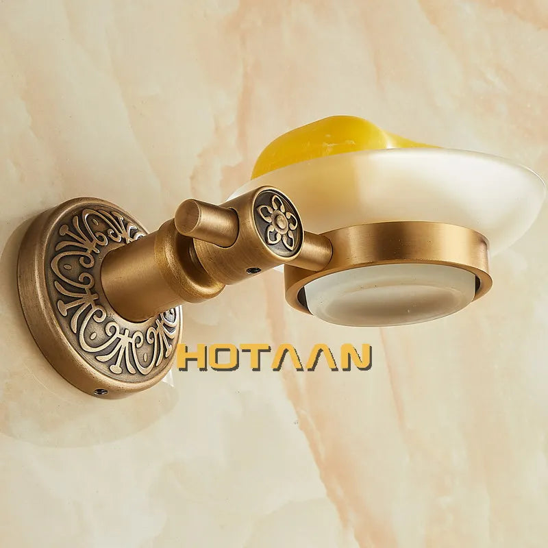 DecorBites™ Antique Brass Wall Mounted Soap Dish - Bathroom Glass Holder