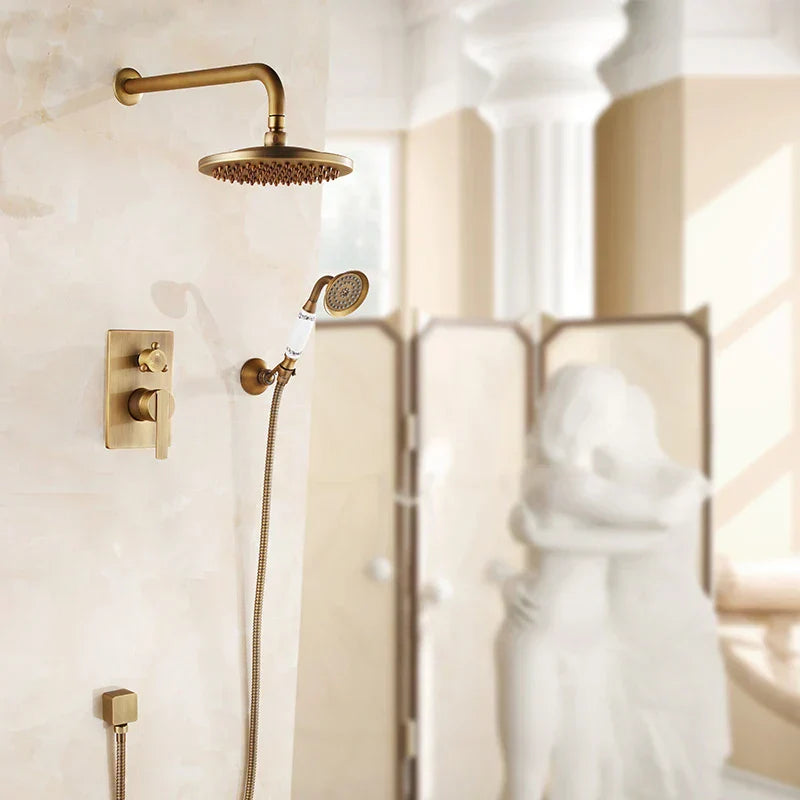 DecorBites™ Black Antique Bath Rain Shower Wall Concealed Faucet Set