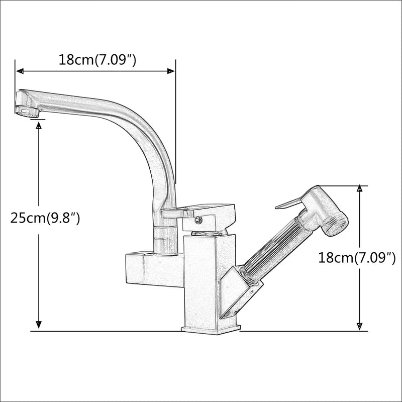 DecorBites™ LED Kitchen Faucet Mixer with Swivel Spouts and Pull-Out Spray