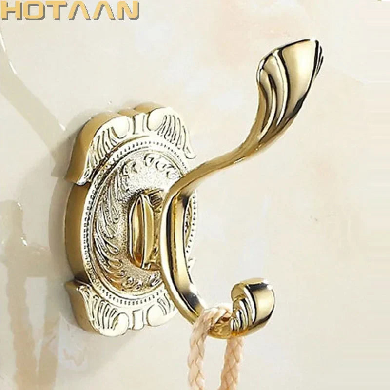 DecorBites™ Gold Chrome Wall Hooks, Clothes Hanger, Towel Coat Robe Hook Set