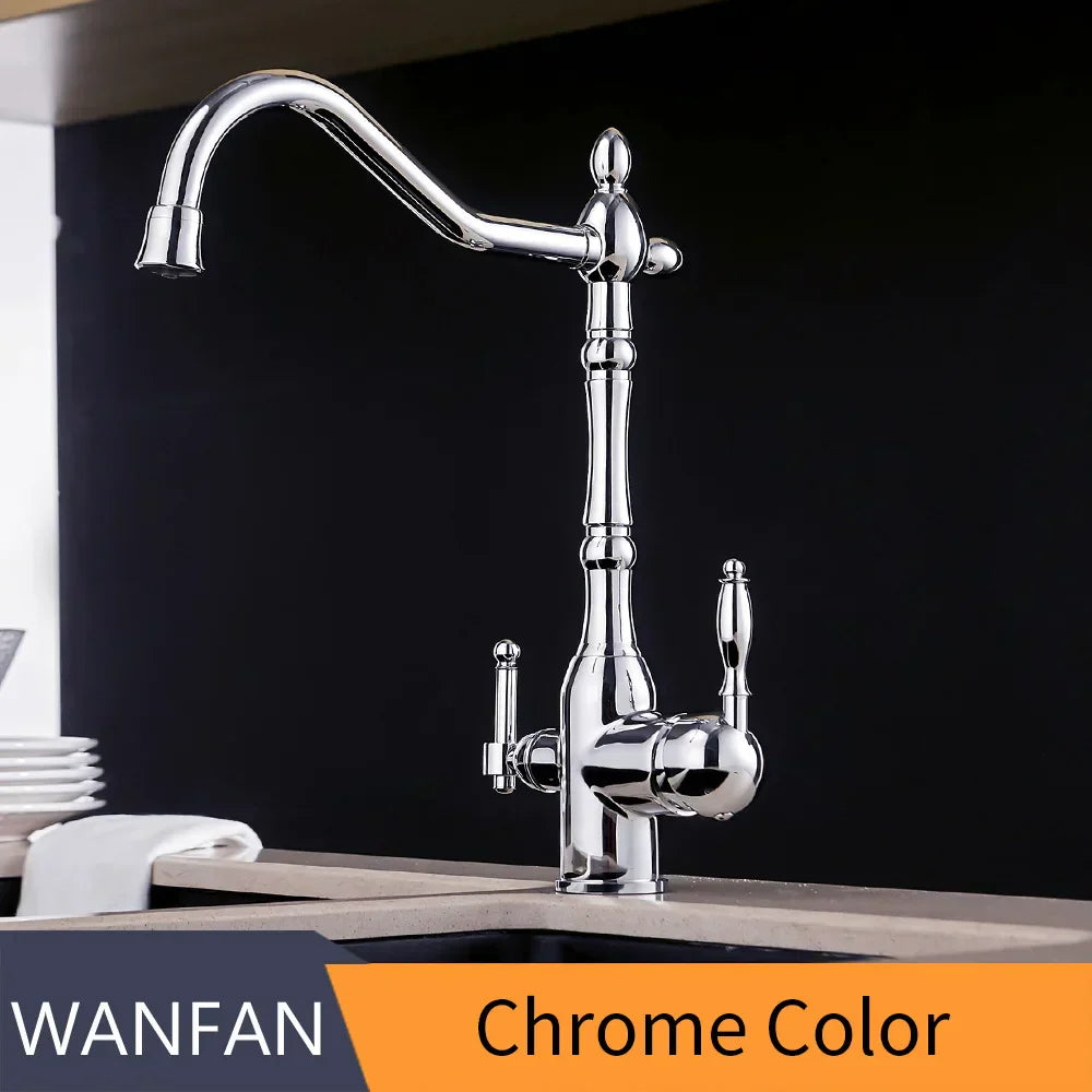 DecorBites™ Gold Kitchen Faucet with 360 Rotation, Cold/Hot Mixer Tap & Water Purification