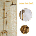 DecorBites™ Antique Brass Wall Mount Shower Faucet with Hand Shower, 8" Rain Shower Head
