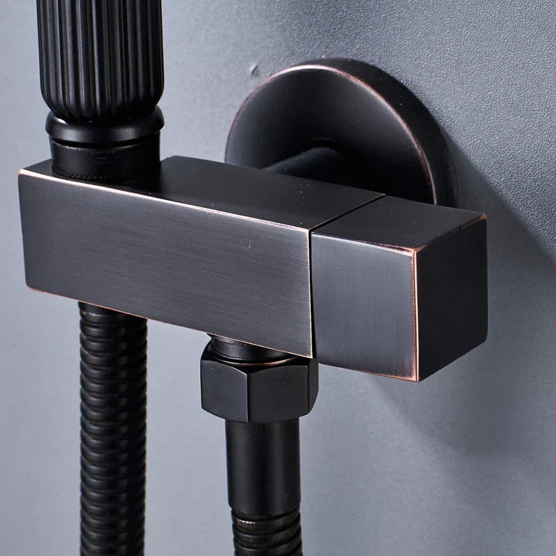 DecorBites™ Black Bidet Faucet with Single Handle, Wall Mounted, Cold Water, Brass Sprayer Head