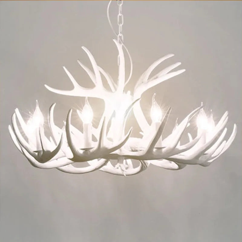 DecorBites™ Deer Antler Chandelier: American Retro Resin Horn Lamps for Rustic Home Decor