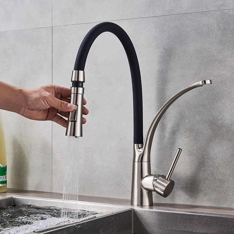 DecorBites™ LED Swivel Pull Down Kitchen Faucet with Hot and Cold Water Mixer