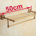 DecorBites™ Brass Towel Rack, Antique Brass Holder, 50cm Shelf, Bathroom Accessories