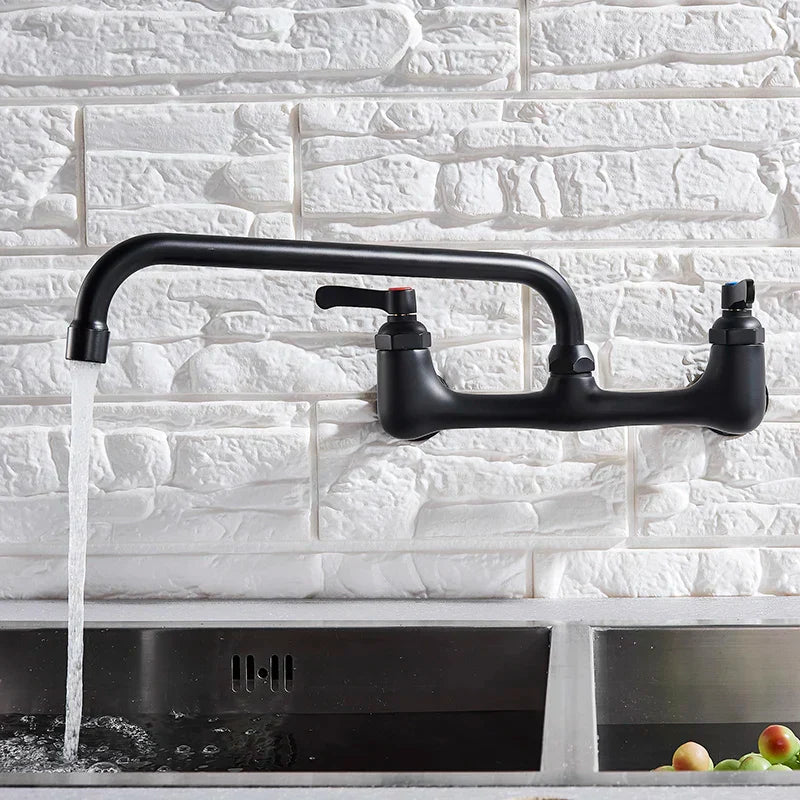 DecorBites™ Brass Dual Handle Kitchen Faucet 360 Swivel Hot Cold Water Tap