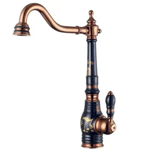 DecorBites™ Brass Porcelain Kitchen Faucet, Chrome Finish Swivel Basin Sink Mixer