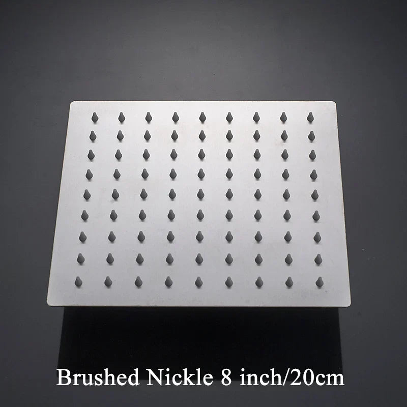 DecorBites™ 12-Inch Stainless Steel Square Rainfall Shower Head - Chrome Luxury Bathroom Fixture