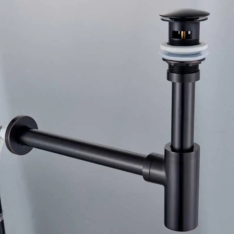 DecorBites™ Bronze Round Siphon Bottle Trap Black P-TRAP for Bathroom Vanity Basin
