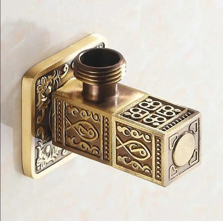 DecorBites™ Brass Bathroom Angle Stop Valve Antique Finish Filling Valves JM525