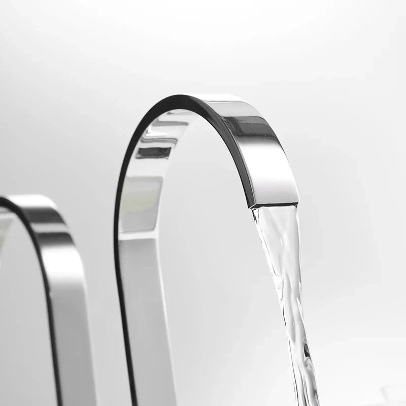DecorBites™ Brass Chrome Bathroom Sink Faucets Deck Mounted Double Handle Hot Cold Tap