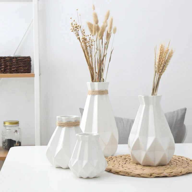DecorBites™ Ceramic Diamond Vase Modern Home Decor Living Room Decoration