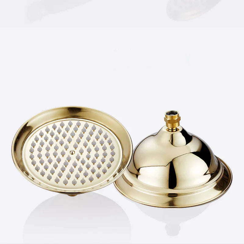 DecorBites™ 8" Brass Shower Head: Bathroom Rainfall Replacement for Handshower Faucet