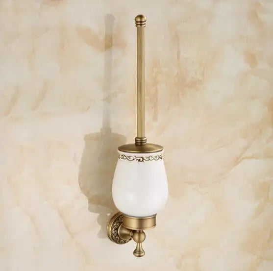 DecorBites™ Carved Antique Bronze Brass Bathroom Accessories Set with Solid Bath Hardware