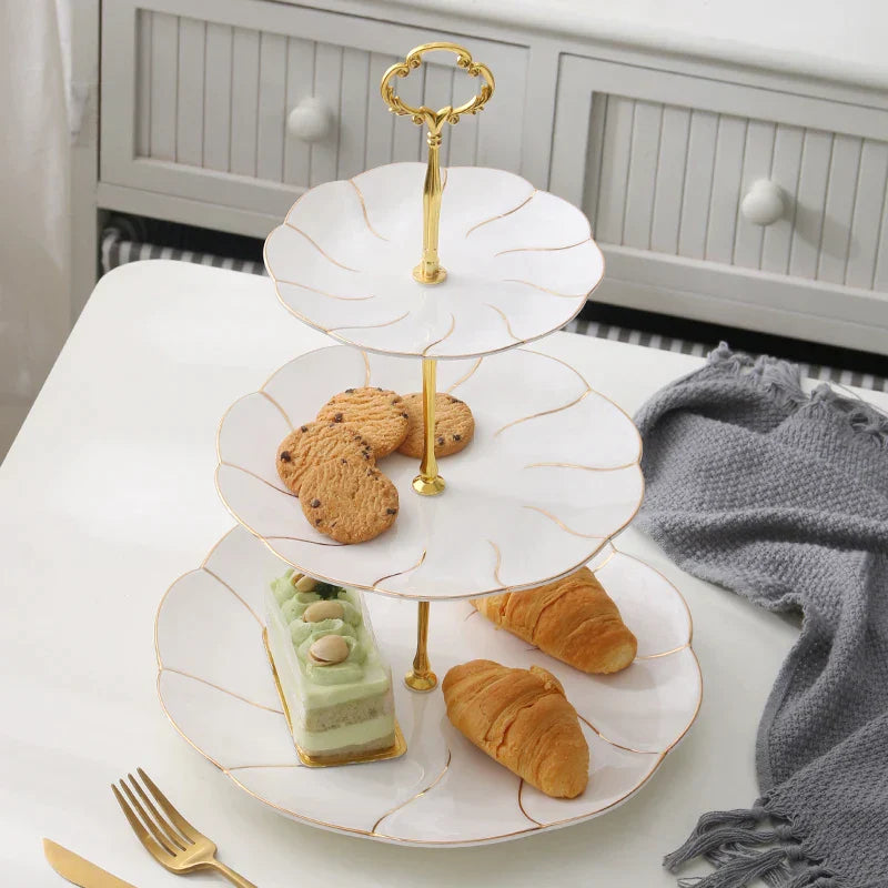 DecorBites™ Gold Inlay Bone China Fruit Plates Snack Dishes Cake Plate Candy Dish