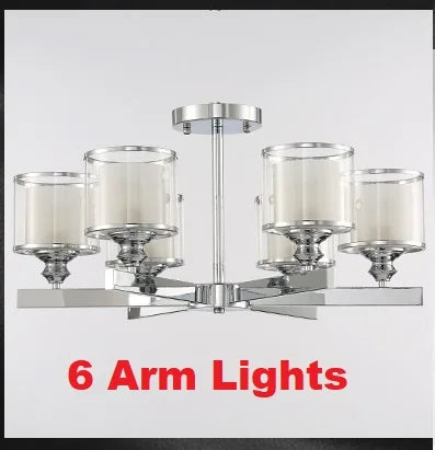 DecorBites™ Double Glass LED Crystal Chandelier in Chrome Finish for Living Room