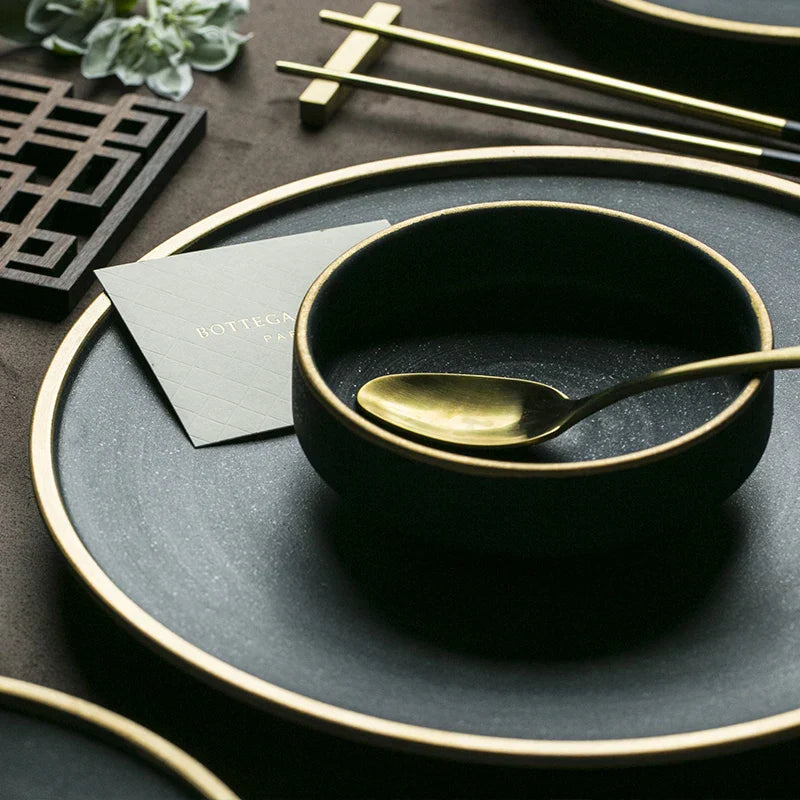 DecorBites™ Ceramic Western Dinnerware Set - Eco-Friendly Porcelain Plates, Bowls, and Cutlery
