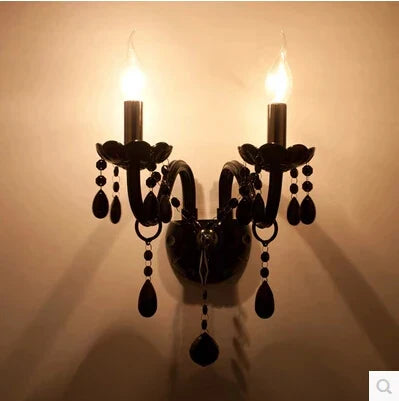DecorBites™ Crystal Wall Lamp with Candle LED E14 Bulbs in Black