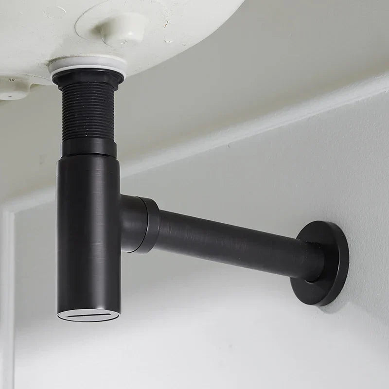 DecorBites™ Brass Round Bottle Trap Oil Rubbed Bronze Black Siphon for Bathroom Vanity