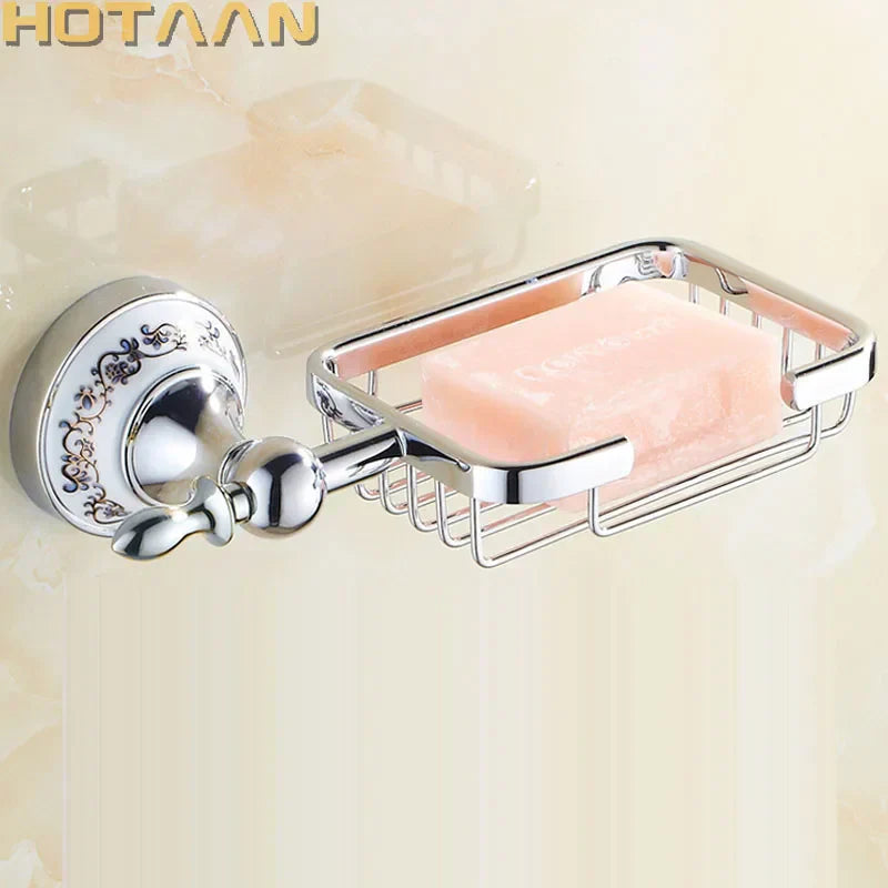 DecorBites™ Brass Gold Soap Dish with Ceramic Holder - Wall Mounted Bathroom Accessory